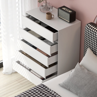 Cassettiera portaoggetti moderna verticale in legno con cassetti a chiusura rallentata per la casa