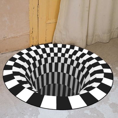 Tappeto geometrico nero Tappeto moderno in poliestere Tappeto lavabile per soggiorno