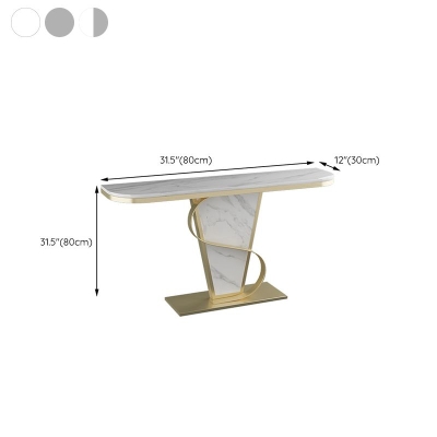 Glam Stone Konsolen-Sofatisch Halbmond-Beistelltisch aus Metall f&uuml;r den Flur