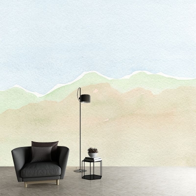 Carta da parati murale con illustrazioni in stile moderno. Decorazione murale per interni con acquerello astratto