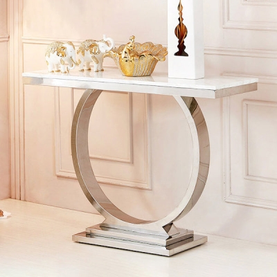 Consolle in marmo da 16" W Tavolo con accenti glamour resistente alle macchie per ingresso