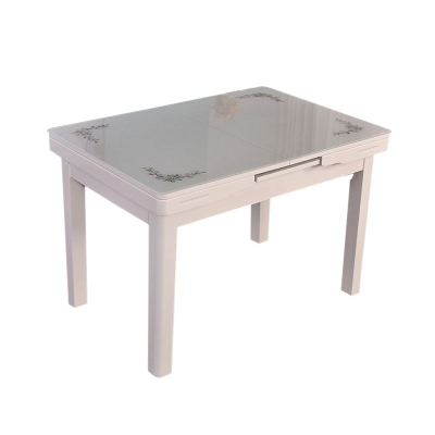 Tavolo da pranzo moderno allungabile rettangolare in vetro con 4 gambe