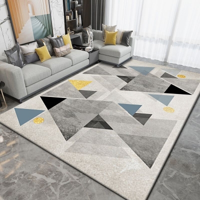 Tappeto moderno blu in poliestere, pezzo di colore, tappeto lavabile, per la decorazione domestica