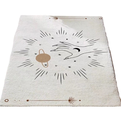 Tappeto semplice grigio chiaro Tappeto lavabile in poliestere dalla linea irregolare per la decorazione domestica