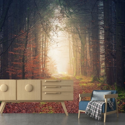 Moderne Fotografie Wald schmutzabweisende Tapete Wohnzimmer Tapete
