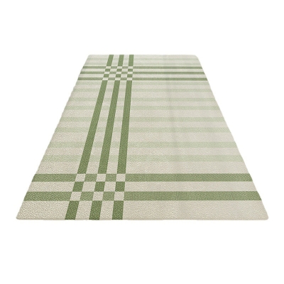 Tappeto a righe casual Tappeto lavabile in poliestere verde per salotto