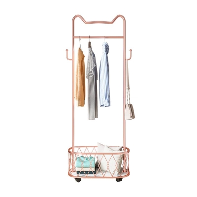 Glam Metallic-Kleiderb&uuml;gel, freistehender Garderobenst&auml;nder mit Scrollrad-Design f&uuml;r Schlafzimmer