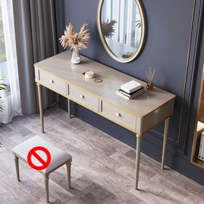 Com&ograve; in legno massello con specchio e tavolo da toeletta per trucco con 3 cassetti
