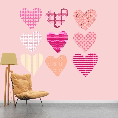 Carta da parati murale con illustrazione ambientale Carta da parati con motivo a cuore Murale per interni
