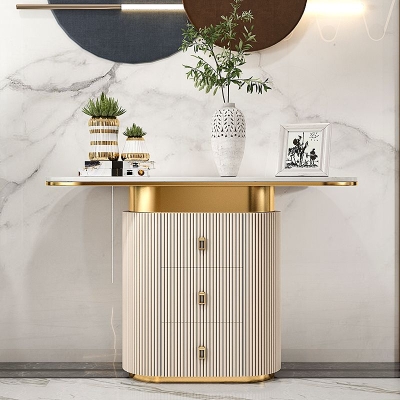 Glam Stone Konsolentisch, kratzfester Konsolen-Sofatisch f&uuml;r Flur