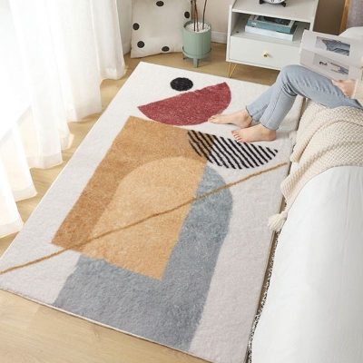 Tappeto nordico beige Tappeto in pezzi colorati in poliestere Tappeto antimacchia per soggiorno