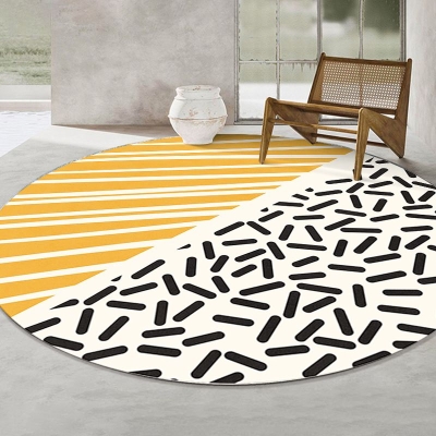 Tappeto nordico giallo Tappeto in poliestere a blocchi di colore Tappeto antimacchia per soggiorno