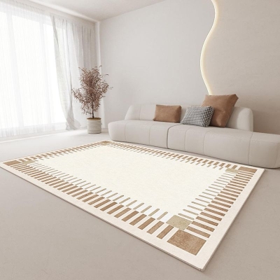 Tappeto moderno beige Linea poliestere Tappeto per interni Tappeto lavabile per la decorazione domestica