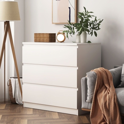16" D wei&szlig;e Kommode aus Holz im modernen Stil mit mehreren Schubladen