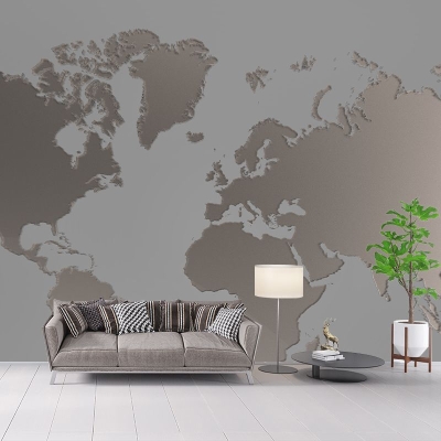 Carta da parati con motivo mappa e illustrazione contemporanea, resistente alla muffa, decorazione murale per soggiorno