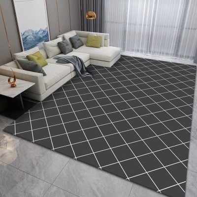 Tappeto casual verde Tappeto con motivo a quadri in poliestere Tappeto resistente alle macchie per la decorazione domestica
