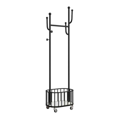 Luxuri&ouml;ser metallischer Kleiderb&uuml;gel, freistehender Haken-Design-Garderobenst&auml;nder mit Universalrad
