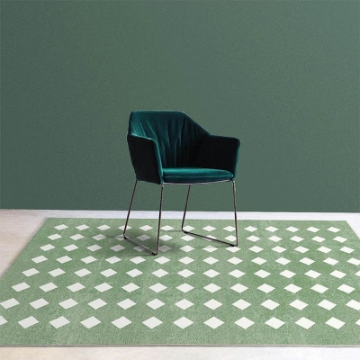 Tappeto moderno verde Tappeto circolare in poliestere Tappeto per interni resistente alle macchie per salotto