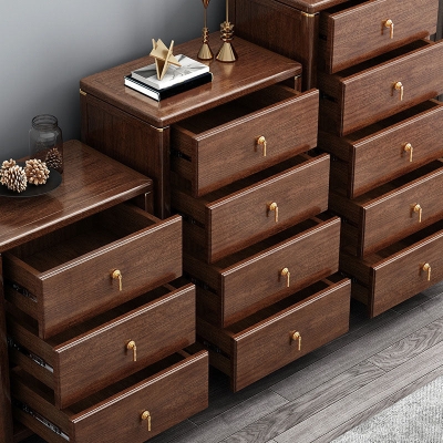 Cassettiera portaoggetti verticale in legno di noce per camera da letto Glam con cassetti