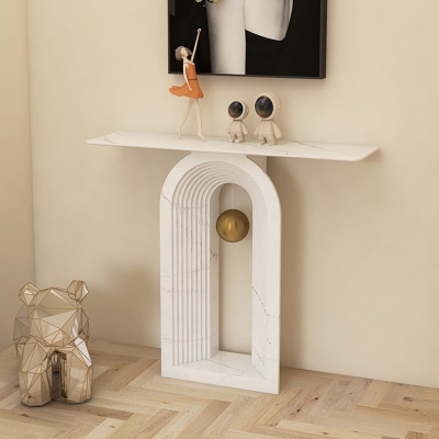 Glam Konsolentisch, rechteckiger Stein-Akzenttisch, 12 Zoll Breite