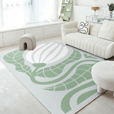 Tappeto per piante nordiche Tappeto lavabile in poliestere verde per decorazioni domestiche