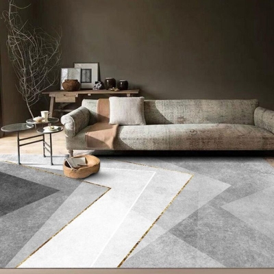 Tappeto moderno grigio chiaro Tappeto semplice in poliestere con supporto antiscivolo per la decorazione domestica