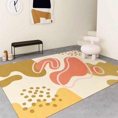 Tappeto moderno a pezzi colorati Tappeto in poliestere arancione Tappeto antimacchia per salotto