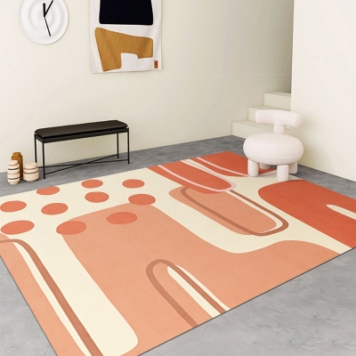 Tappeto moderno a pezzi colorati Tappeto in poliestere arancione Tappeto antimacchia per salotto