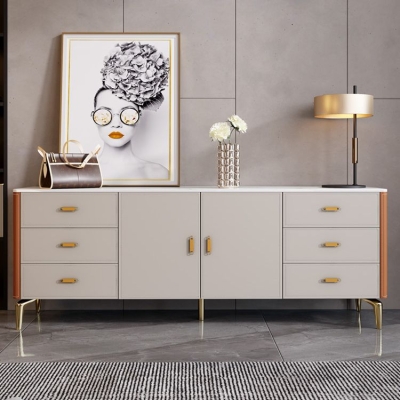 Klassische Glam-Kommode, Kommode aus Stein mit 6 Schubladen, 15,6 Zoll breit