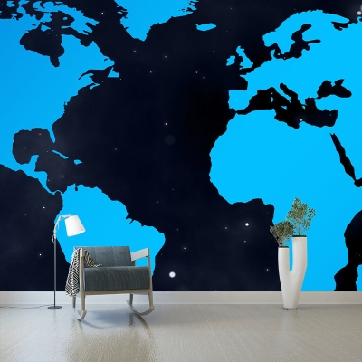 Carta da parati con illustrazione ambientale Mappa Soggiorno Resistente murale murale