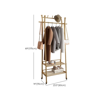 Zeitgen&ouml;ssische Garderobe mit Metallrahmen, Kleiderstange, Aufbewahrungsregal und Flurst&auml;nder mit 2 Haken