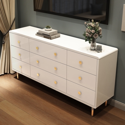 Schlafzimmer-Doppelkommode aus Holz, wei&szlig; und grau, Kommode mit Schubladen