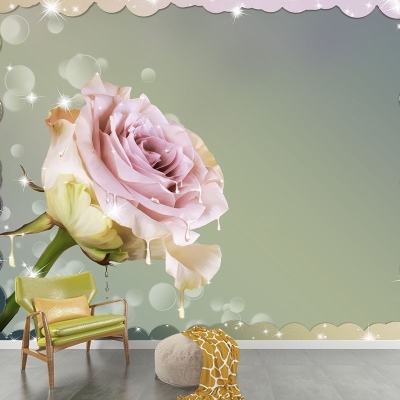Bellissimi fiori resistenti alla muffa, carta da parati fotografica, decorazione murale per la camera da letto