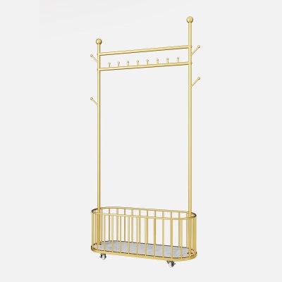 Luxuri&ouml;ser metallischer Kleiderb&uuml;gel, einfarbig, freistehende Haken-Design-Garderobe