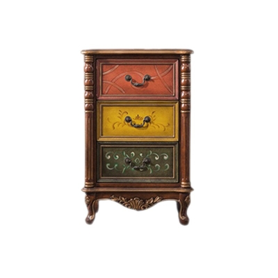 Cassettiera verticale per biancheria in legno massello marrone in stile tradizionale con 3/4 cassetti
