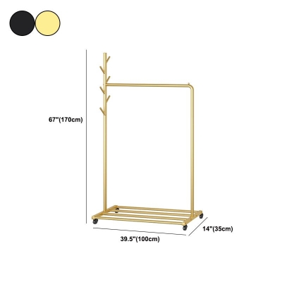 Zeitgen&ouml;ssische Metallgarderobe, H&auml;ngeschiene, unteres Regal und Haken im Flurbaum