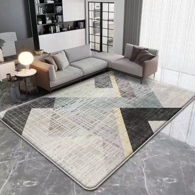 Tappeto moderno beige scuro Tappeto geometrico in poliestere Tappeto lavabile per salotto