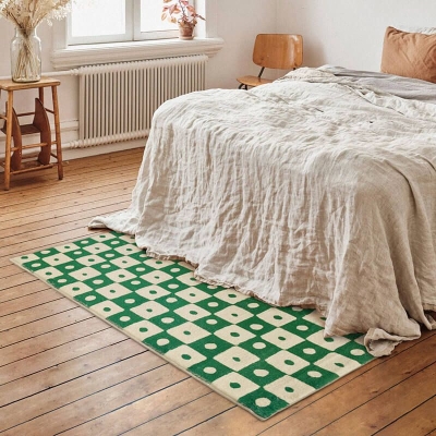 Tappeto a reticolo in stile moderno, a forma rettangolare, resistente alle macchie, per la decorazione domestica