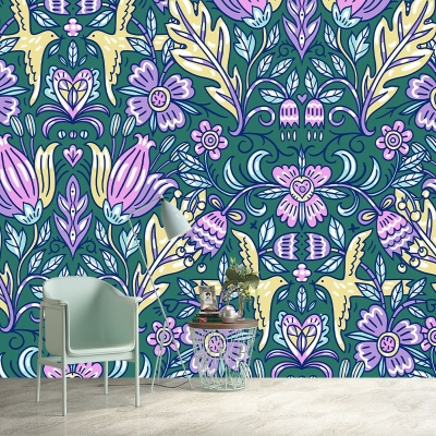 Illustrazione ambientale Murale Carta da parati Decorazione vegetale Murale per interni