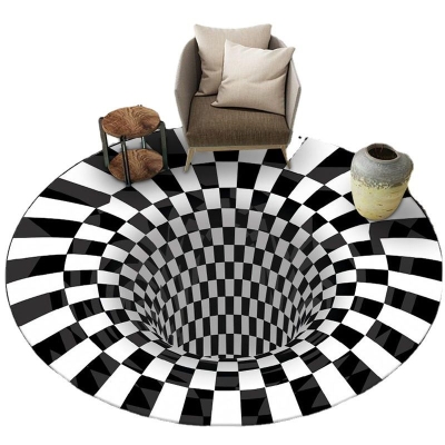 Tappeto circolare creativo, motivo a quadri, resistente alle macchie, per la decorazione domestica