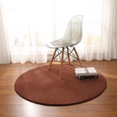 Tappeto con telaio resistente alle macchie in tinta unita in villo di forma circolare per camera da letto