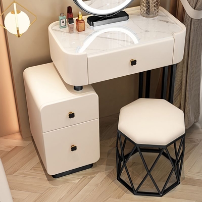 Moderna scrivania per trucco con 3 cassetti con struttura in legno massello