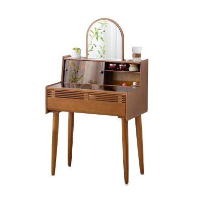 Wood vanity with drawers and mirror from the Ezhull catalog
