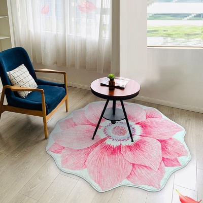 Tappeto rosa casual Tappeto con area floreale in poliestere Tappeto resistente agli strappi per soggiorno