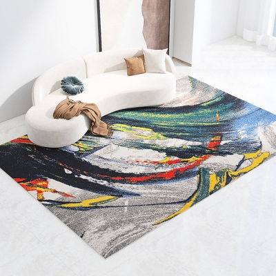 Tappeto moderno blu Tappeto lavabile in poliestere con stampa astratta per salotto