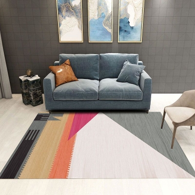 Tappeto moderno beige Tappeto geometrico in poliestere Tappeto lavabile per salotto