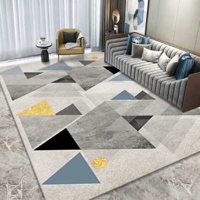 Tappeto moderno grigio chiaro Tappeto lavabile in poliestere a blocchi di colore per la decorazione domestica