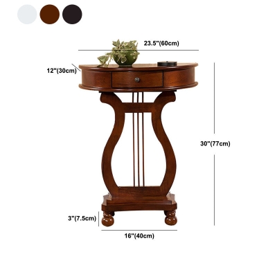 Mid-Century Modern Konsolen-Sofatisch aus Birke, halbmondf&ouml;rmiger Beistelltisch mit Schublade f&uuml;r den Flur