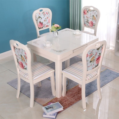Tavolo da pranzo moderno allungabile rettangolare in vetro con 4 gambe
