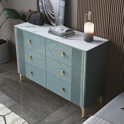 16" breite horizontale Doppelkommode f&uuml;r Schlafzimmer mit Schieferplatte und Schubladen